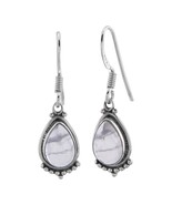 Teardrop Moonstone Charms 925 Silver Hook Earrings - £22.08 GBP