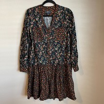 Maeve Anthropologie Black Floral Print Drop Waist Dress Size 2 (US) Cott... - $25.15