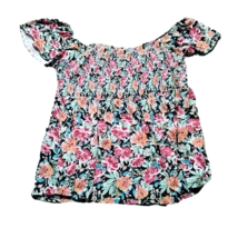 Torrid Womens Size 3 Short Sleeve Crop Top Blouse Floral Stretch Chest Lower Fla - £14.86 GBP