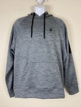 NWT Spyder Men Size M Gray Fleece Pullover Hooded Sweatshirt Zip Arm Poc... - $13.19