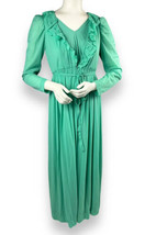 Vtg 60s 70s Handmade Peignoir Robe Nightgown Set Mint Green Lace Ruffles 31” B - £31.72 GBP