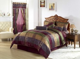 Chezmoi Collection 7 Pieces Multi Color Gitano Jacquard Patchwork Comforter Set - $122.98