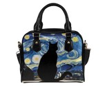 Cat Silhouette Watching Van Gogh Starry Night PU Leather Shoulder Handba... - $38.00