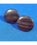 Vintage Woodgrain Earrings Button Style Dot Pierced Post Studs - $14.84