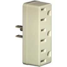Leviton 697-I Grounding Adapter, 125 V, 15 A, 3 Outlet, Ivory - $17.77