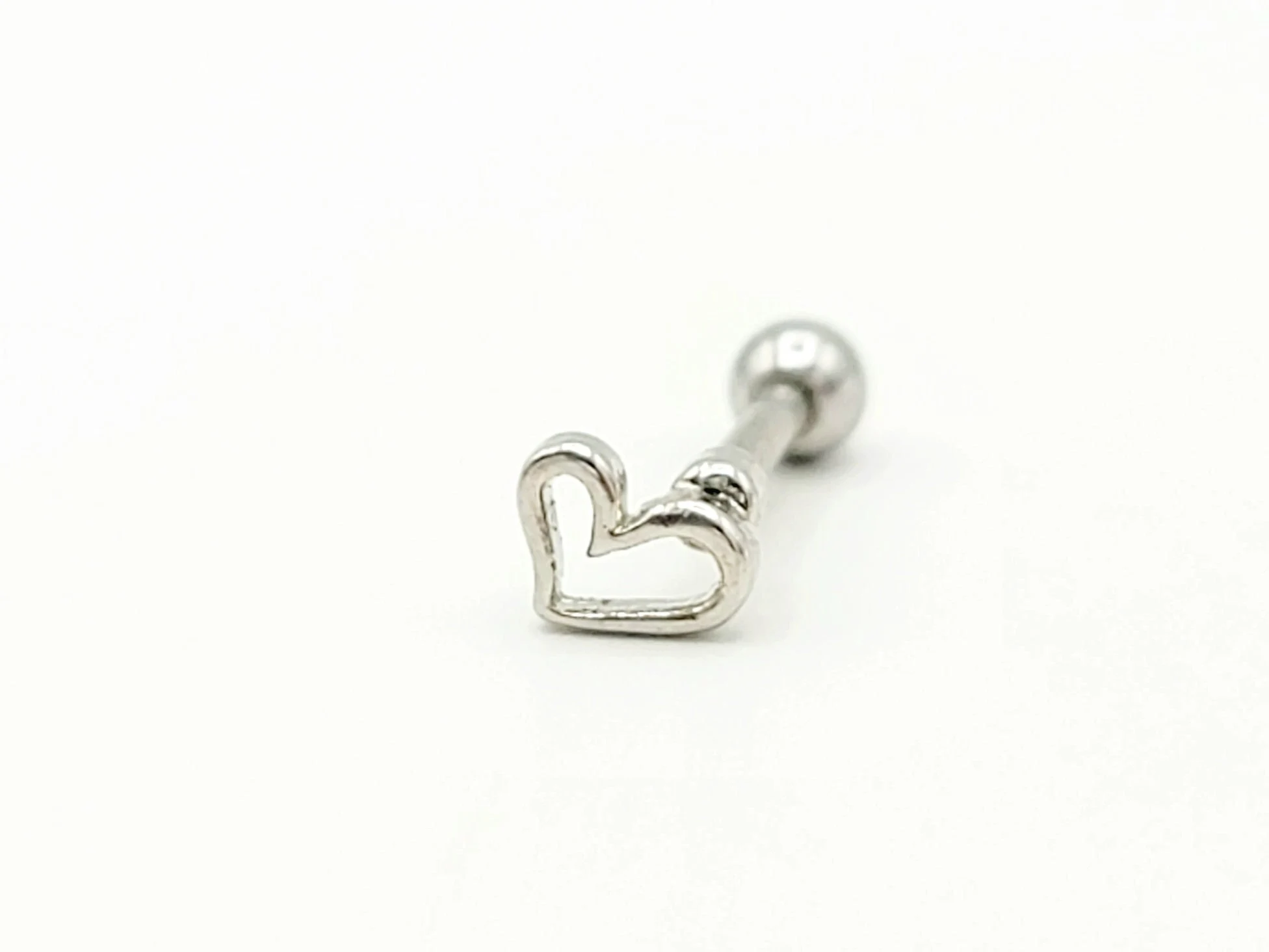 Silver Heart Shaped Cartilage Piercing - Ear Stud - Helix - 16 Gauge - $6.82 CAD