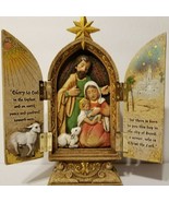 Holy Family Triptych Nativity 10&quot; Tall  w/ Star &amp; Luke 2:11 on  Doors NE... - £35.55 GBP