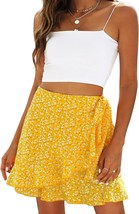 Wrap Floral High Waist Ruffle Short Mini Skirt - £44.12 GBP