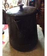 ANTIQUE LARGE DK BLUE CAMPFIRE COWBOY COFFEE KETTLE/POT GRANITEWARE/ENAM... - $74.25