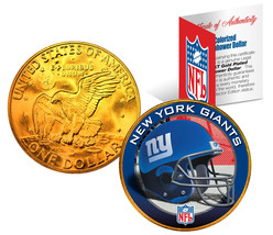 NEW YORK GIANTS NFL 24K Gold Plated IKE Dollar U.S. Coin * OFFICIALLY LI... - £7.45 GBP