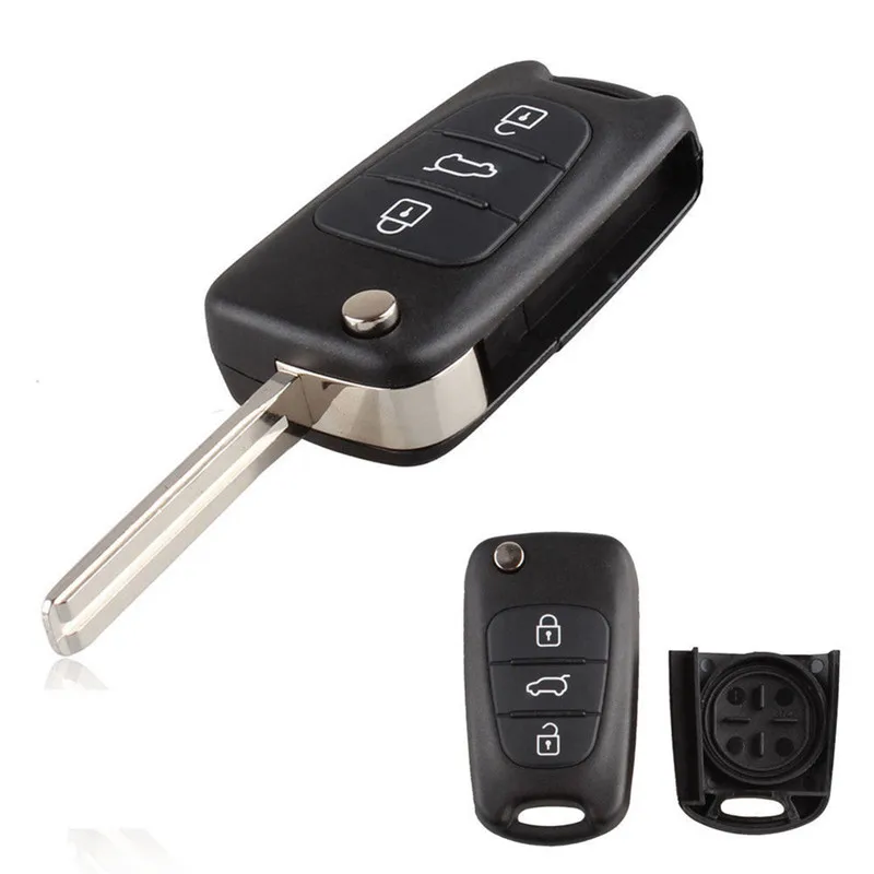 Replacement Flip/Folding Car Remote Key Shell Case Housing 3 Buttons &amp; Uncut B - £10.71 GBP