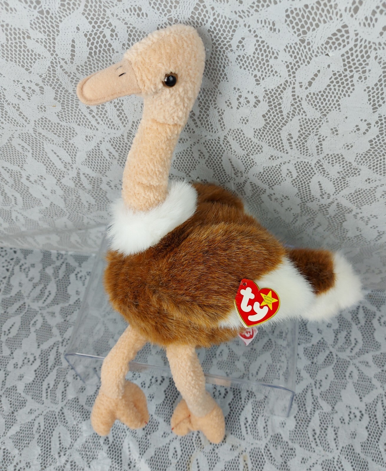 Ty Stretch Ostrich Bird Plush Brown White Big Buddies 17&quot; Stuffed Animal... - $10.99