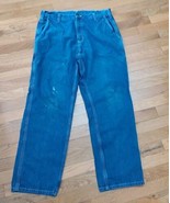 Carhartt Jeans Mens 34 X 30 Carpenter Dungaree Fit Blue Denim Pants Pain... - $19.99 CAD