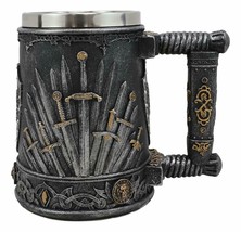 Large Medieval Dragon Iron Throne Of Swords Heraldry Crest Shields Coffe... - $45.99