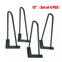 Set of 4PCS 12&quot; Coffee Table Chair Metal Hairpin Legs Solid Iron Bar Black - £21.92 GBP