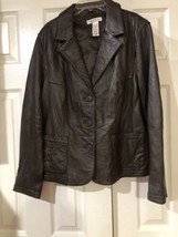Liz Claiborne Dark Brown Leather Jacket, Women Size L - £28.72 GBP