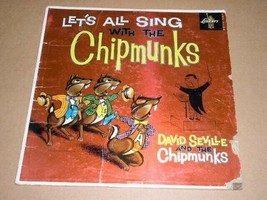 The Chipmunks Red Vinyl Let&#39;s All Sing Record Album Vinyl LP Liberty Label - £39.31 GBP