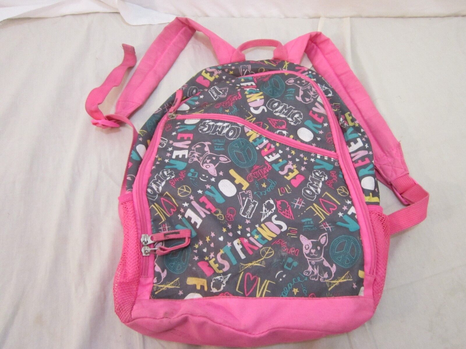 Old Navy Girls Pink and Black Multicolored Graphic Design Backpack 110529 - £11.03 GBP