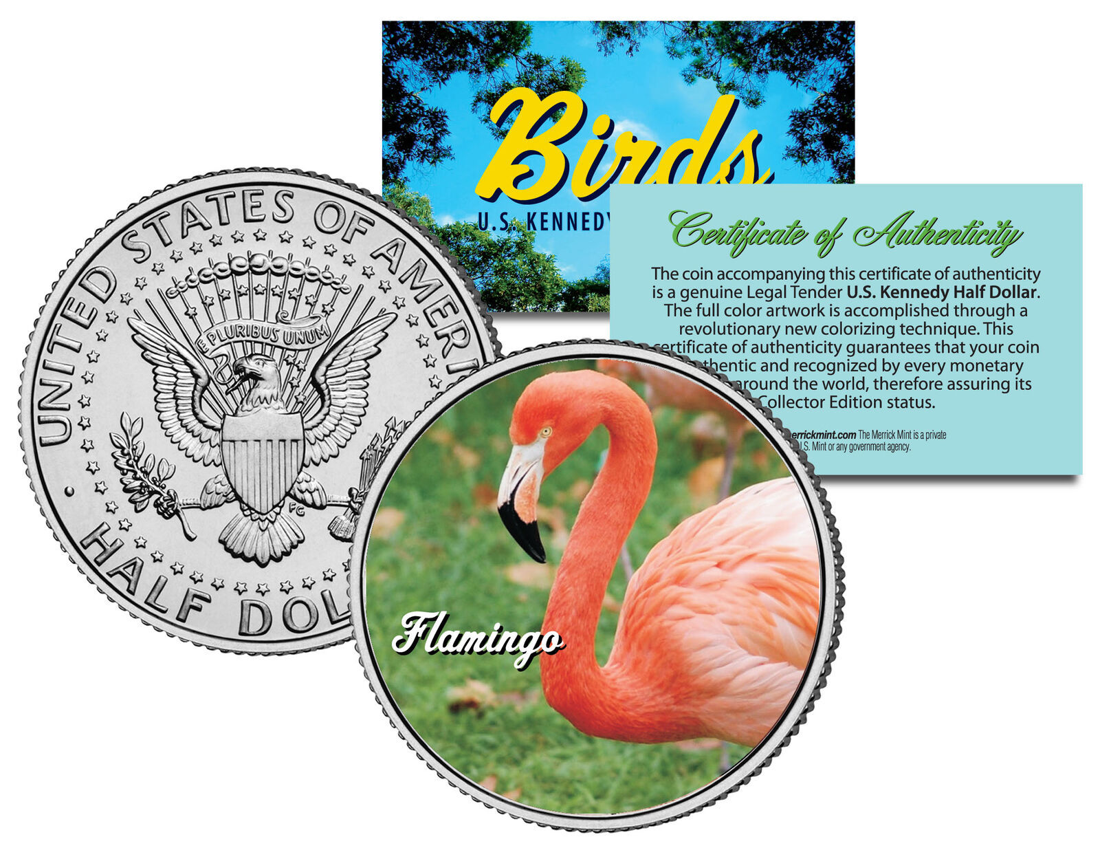 FLAMINGO BIRD JFK Kennedy Half Dollar US Colorized Coin - $12.16