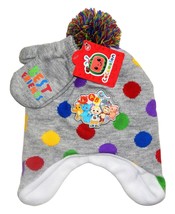 COCOMELON Kids Fleece-Lined Peruvian Beanie Hat &amp; Mittens Set w/ Pom-Pom NWT - £12.86 GBP