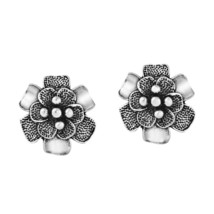 Natural Beauty Floral Sakura Bouquet Sterling Silver Post Stud Earrings - £7.75 GBP