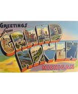 Greetings From Grand Haven Michigan Large Big Letter Postcard Linen Unus... - £73.05 GBP