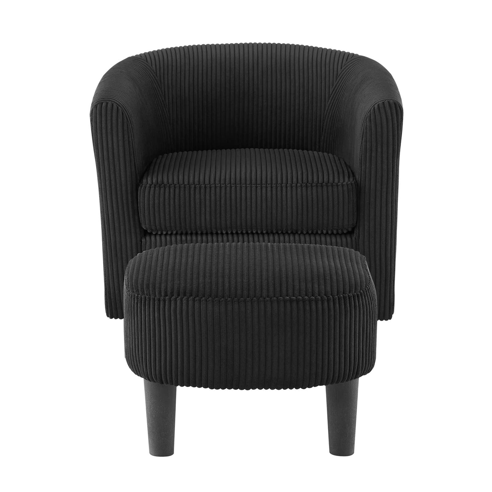 Black Corduroy 360° Swivel Accent Recliner Chair with Ottoman Item image 7