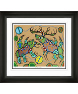 Norval Morrisseau &quot;Sacred Bear With Moose&quot; Framed Art Print - Limited Ed... - $210.00