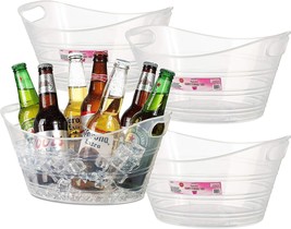 Zilpoo 4 Pack - Plastic Oval Storage Tub, Clear, 4.5 Liter Wine, Beer Bottle - £30.32 GBP