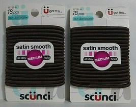 3 pks of 18 Scunci No-Damage Satin Smooth Medium Hair Elastics, Brown 17751-A - £7.87 GBP