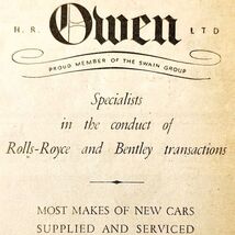 1954 Owen Rolls Royce Bentley Car Dealership Advertisement Automobilia E... - $28.01 CAD