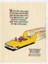 Little Orphan Annie &amp; Sandy Harold Gray Christmas New Years Card 1960s - £184.76 GBP