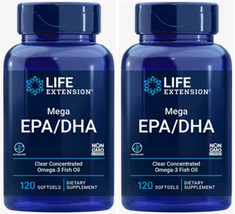 MEGA EPA/DHA OMEGA 3 FISH OIL 240 Softgels  2 Bottles LIFE EXTENSION - $60.69