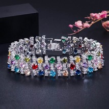 Romantic MultiColored Big Wide Cubic Zircon Stones Bracelets Bangle for ... - £24.59 GBP
