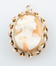 Vintage 10k Gold Ladies Cast &amp; Hand-Crafted Shell Cameo Brooch/Pendant - £130.23 GBP