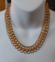 Vintage Heavy Gold-tone Chunky Runway Chain Link Hearts Collar Necklace - £87.07 GBP