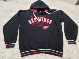GIII Carl Banks Detroit Red Wings Hoodie Sweatshirt L Black NHL Distress* VTG - £18.40 GBP