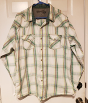 Wrangler 20X Mens Pearl Snap Western Shirt XL Green Plaid Cowboy LS Flip... - $17.46