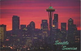 ZAYIX Postcard Seattle Sunrise Space Needle Downtown Skyline 102022-PC05 - £3.98 GBP