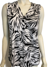 Liz Claiborne Women&#39;s Sleeveless Kint Top White/Black Medium - $9.49