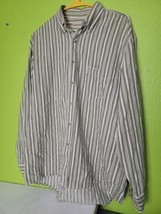 Vintage Fieldmaster Striped Button Up Shirt Biege Long Sleeve Vtg Large - $22.79