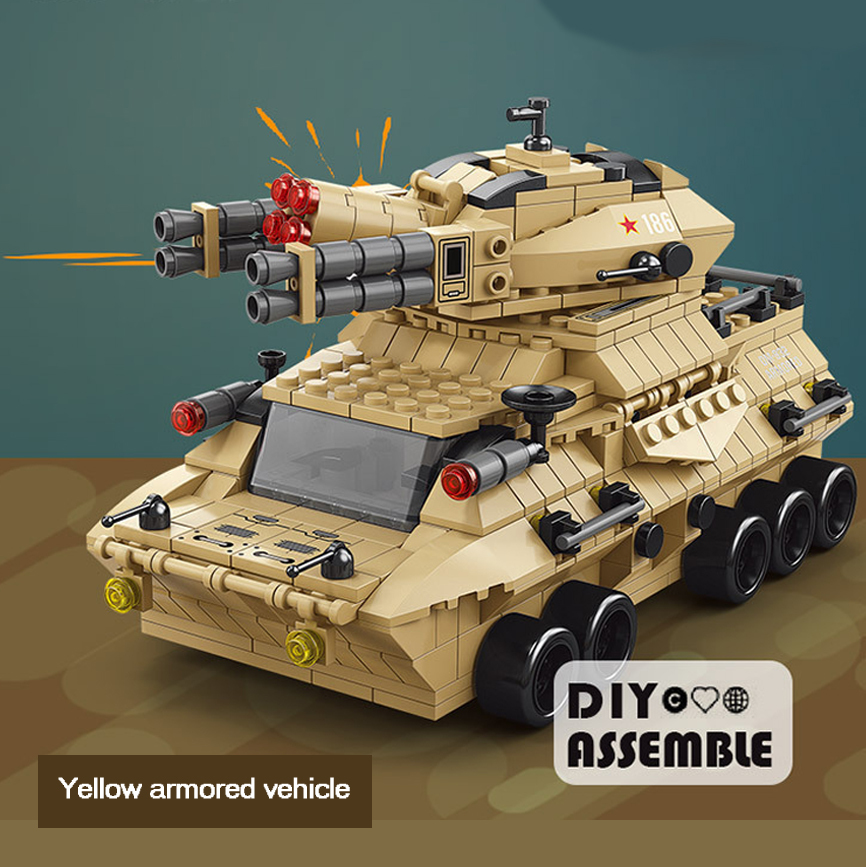 Building Blocks Puzzle assembly Yellow armored vehicle Sets gift toys bricks