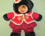 2006 SNOWFLAKE TEDDY CHRISTMAS BEAR GIRL BLACK BEAR RED CLOTHES PLUSH AN... - $22.50