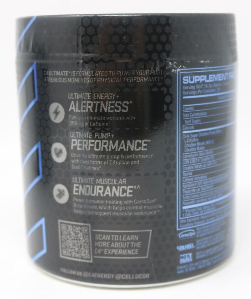 Cellucor C4 Ultimate PreWorkout Performance IcyBlue Razz 11.5oz Exp08