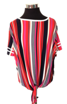 One Step Up Blouse Women&#39;s Size 3X Multicolor Stripes Stretch Pullover Short Slv - £13.23 GBP