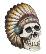 Indian Eagle Chief Skull with Turquoise Rocks Tribal Warrior Headdress F... - $40.22 CAD
