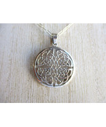 New Sterling Silver Celtic Knot Filigree Medallion Pendant Necklace, SS Chain - $36.10