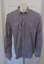 English Laundry Men&#39;s Long Sleeve Button Up Purple Blue Plaid Cotton Shirt Sz XL - £11.54 GBP