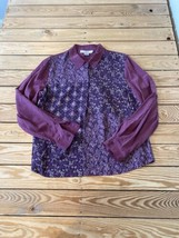 NEXX Women’s 100% Silk Button up shirt size XL Purple DJ  - £14.72 GBP