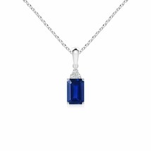 ANGARA 6x4mm Natural Blue Sapphire Pendant Necklace with Diamond in Silver - £231.62 GBP+